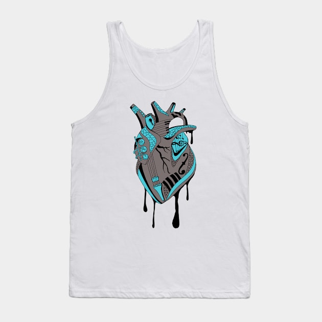 Blue Grey Musical Heart Tank Top by kenallouis